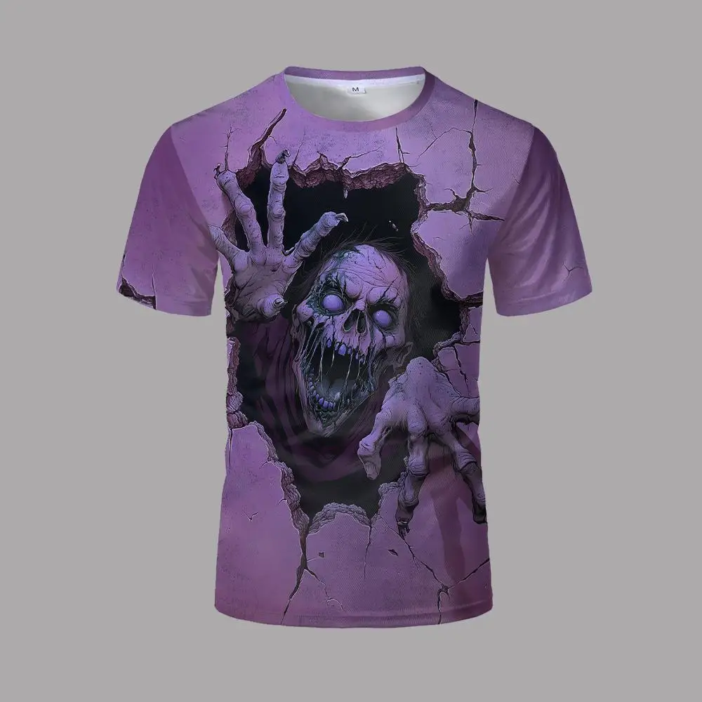 

2025 Halloween Horror Zombie 3D Printed T-Shirt Men's Casual Short Sleeve Streetwear Daily Comfortable Fashion Party Wear