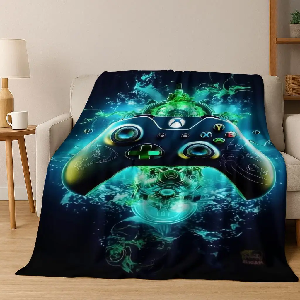 أذرع التحكم في ألعاب الفيديو XBOX الفن شعار الكرتون الفانيلا بطانية ، مريحة لينة رمي بطانية للمنزل غرفة نوم أريكة تتحول لسرير نزهة غطاء طفل هدية