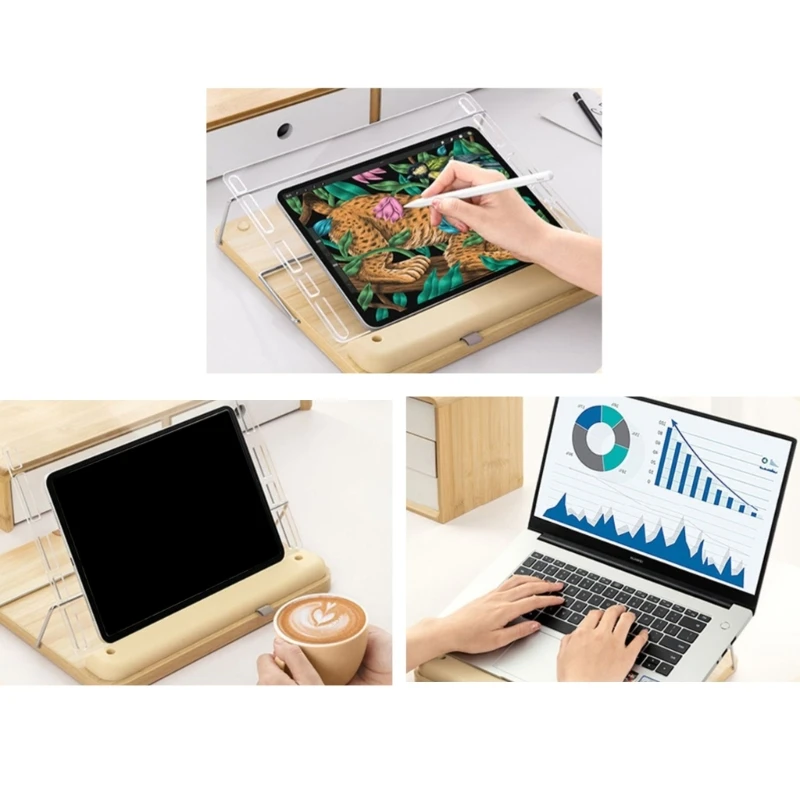 Support tablette stable stand bamboos stand pour plusieurs appareils.