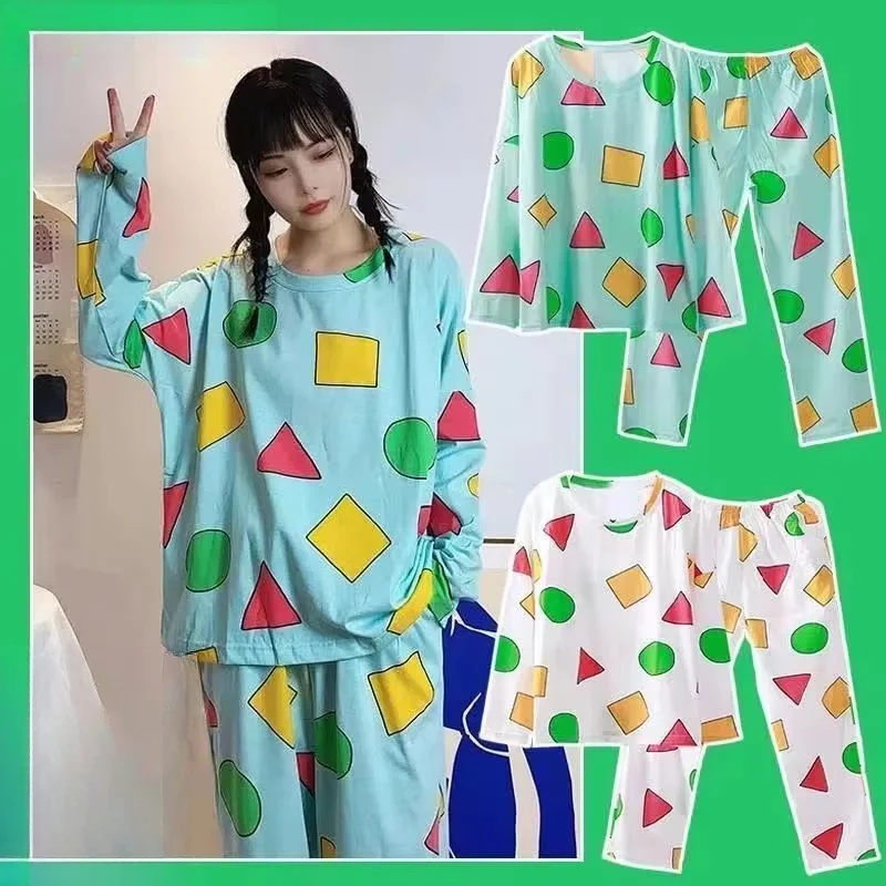 

Couple Models Two-Piece Pajamas Japanese Spring and Fall Cute Cartoon Long-Sleeved Women Large Size Comfortable Home Wear Suit