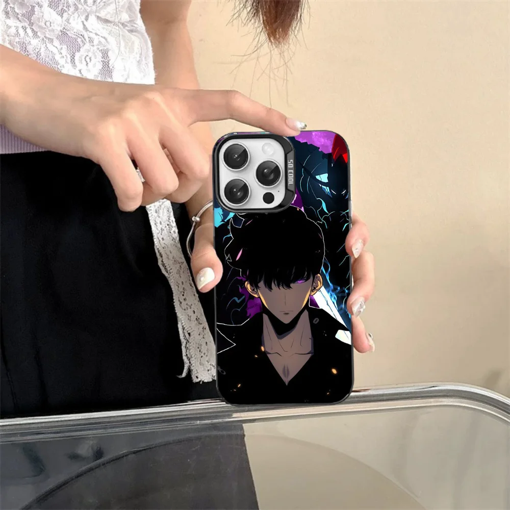 Anime sólo nivelační telefon pouzdro pro iPhone 16 15 14 13 12 11pro pro maxi X XR XSMAX 8 7 plus matná nárazuvzdorné zpět zakrýt