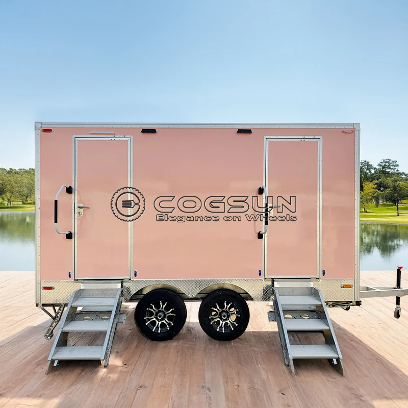 

Private Island Style Open-Air Restroom Trailer with Natural Ventilation and Tropical Design for Resort and Poolside Use