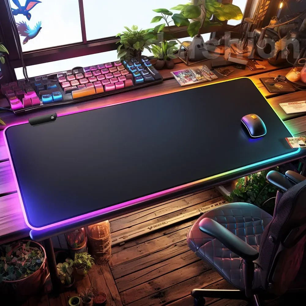 8 Lighting Modes RGB Ergonomic Mouse Pad Gaming Mouse Pad Smooth Surface and Non-slip Rubber Base for Computer, Office and Home