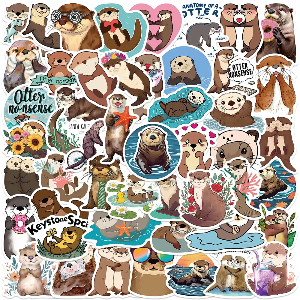 

50PCS Funny Cartoon Otter Stickers Cute Marine Animals Decals For Skate Books Fridge Laptop Suitcase Kid DIY Graffiti Stickers