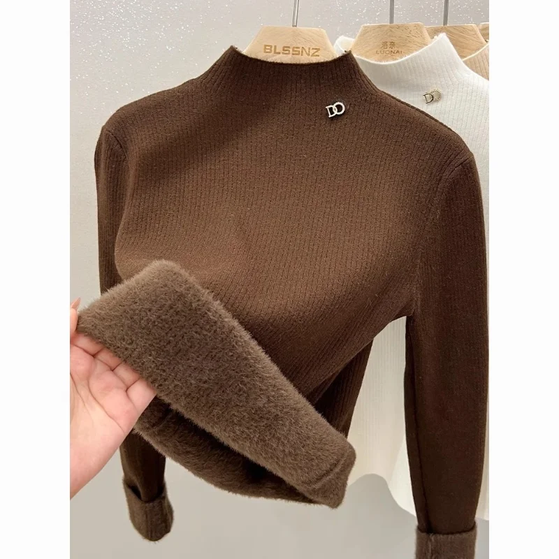 

Универсальный женский новый осенне-зимний внутренний свитер с полуводолазкой, универсальный бархатный топ