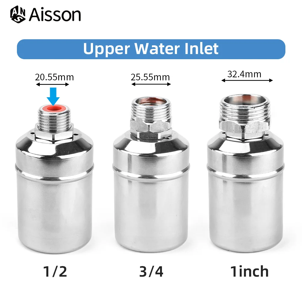1/2 3/4 1 inch 304 roestvrijstalen kogelkraan Automatische waterniveauregeling Drijvend geïnstalleerd binnen voor torentank