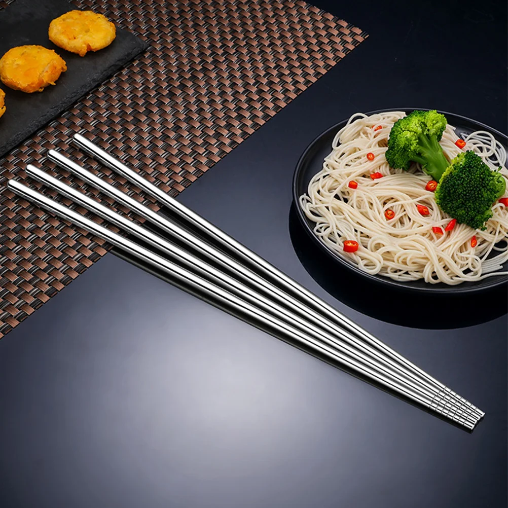 

5Pairs 304 Stainless Steel Chopsticks Long Reusable for Hot Pot Frying Noodles Beef Long Stainless Steel Chopsticks