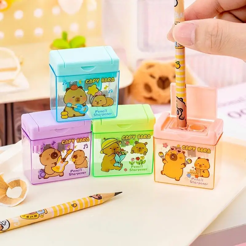 1/4Pcs Cute Capybara Design Double Slot Pencil Sharpener Kids Stationery Office Tools