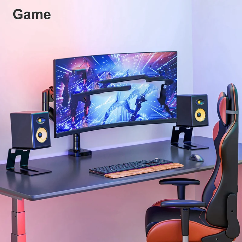 Desktop Speaker Stands, 1 Pair, Studio Monitor Riser With Vibration Dampening Pad And 5° Tilt Design Improve