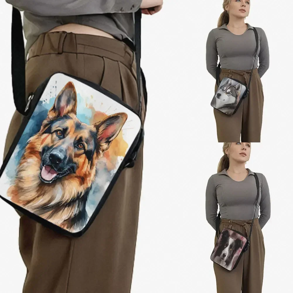 German Shepherd / Bulldog / Husky Dog Crossbody Bag Border collie Women Handbag Shoulder Bag Girls Cute Messenger Bag Bookbag