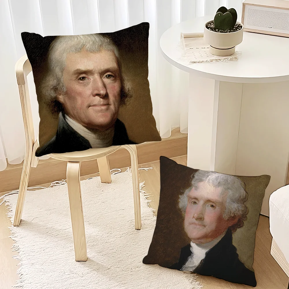 T-Thomas j-jefferson Pillow Case Living Room Accent Couch Back Support Square Lounge Restful Nap Companion ﻿