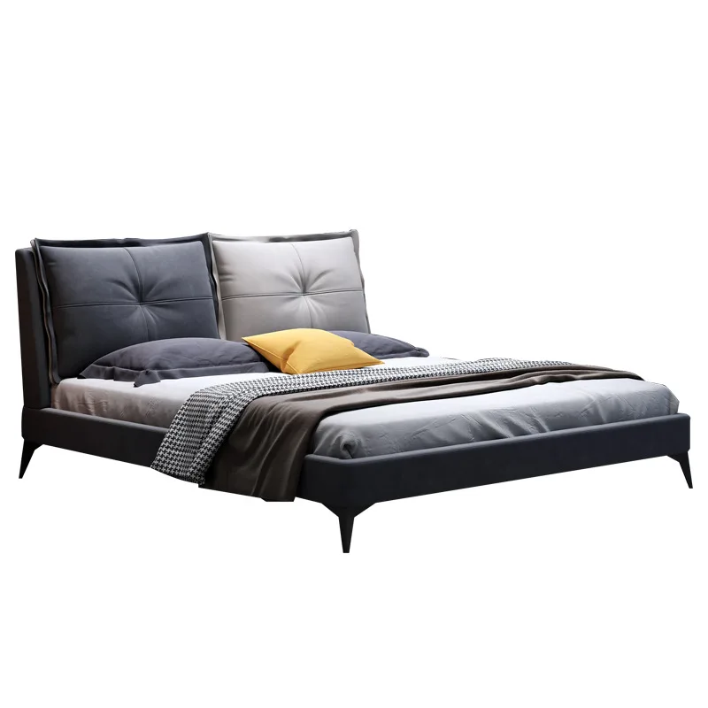 

Italian down fabric bed, modern minimalist, technical cloth double bed