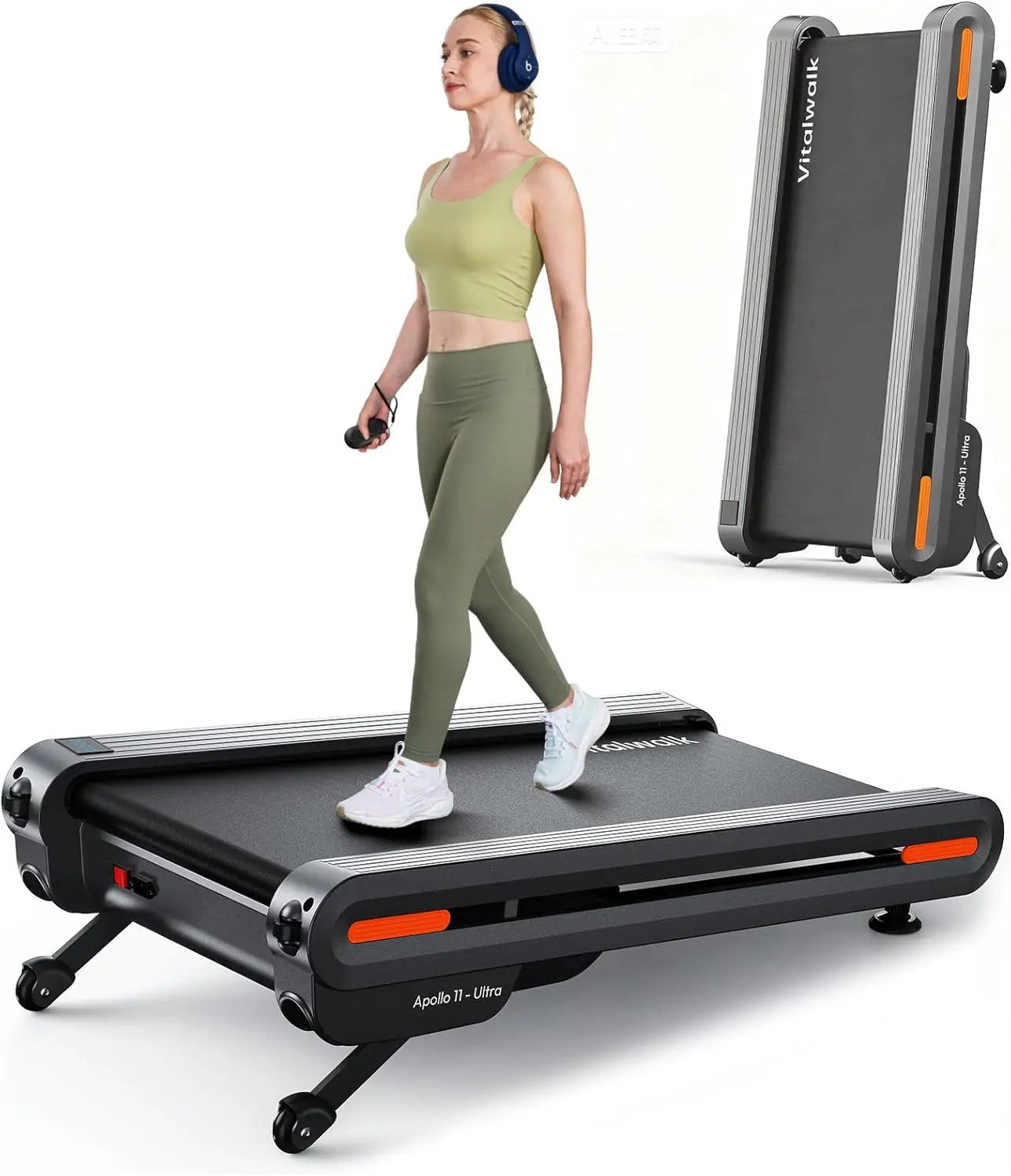 

Walking Pad Treadmill with Incline, 43"x18" Wide Full Deck, Auto Incline, Portable Under Desk Treadmills for Home Office, 4-Way