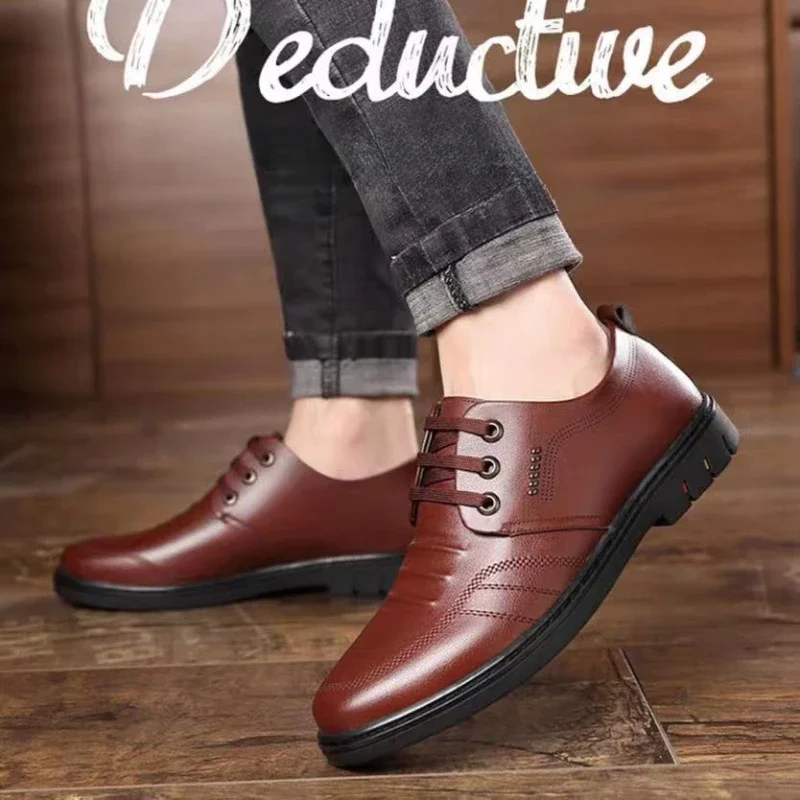 Chaussures en cuir pour hommes, nouvelles chaussures formelles d'affaires pour hommes, automne, respirantes, britanniques, coréennes, bout pointu, chaussures pour garçons d'honneur de mariage