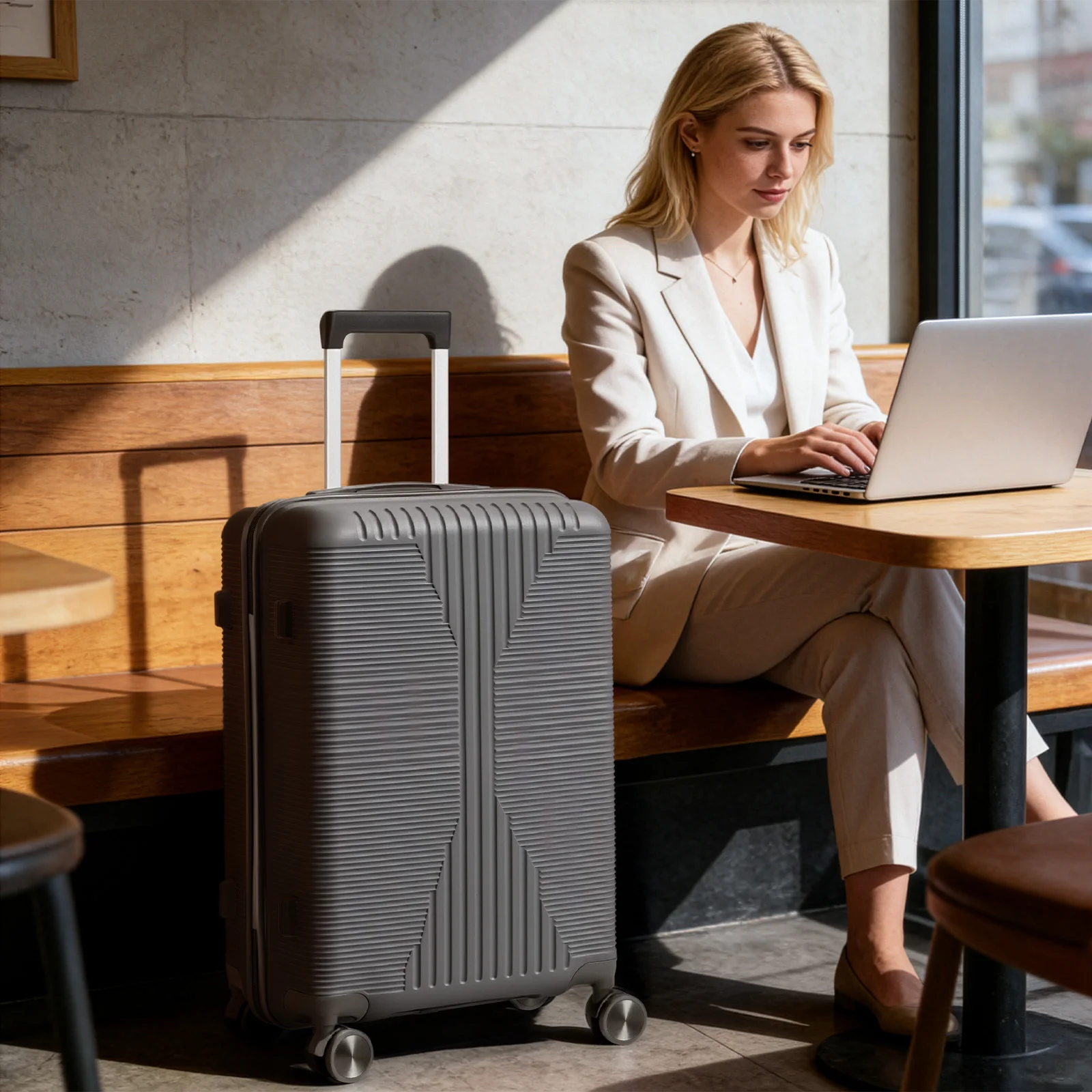 

28-inch spinner wheel suitcase/luggage. Made of stylish and durable PP material, perfect for back-to-school season and travel.