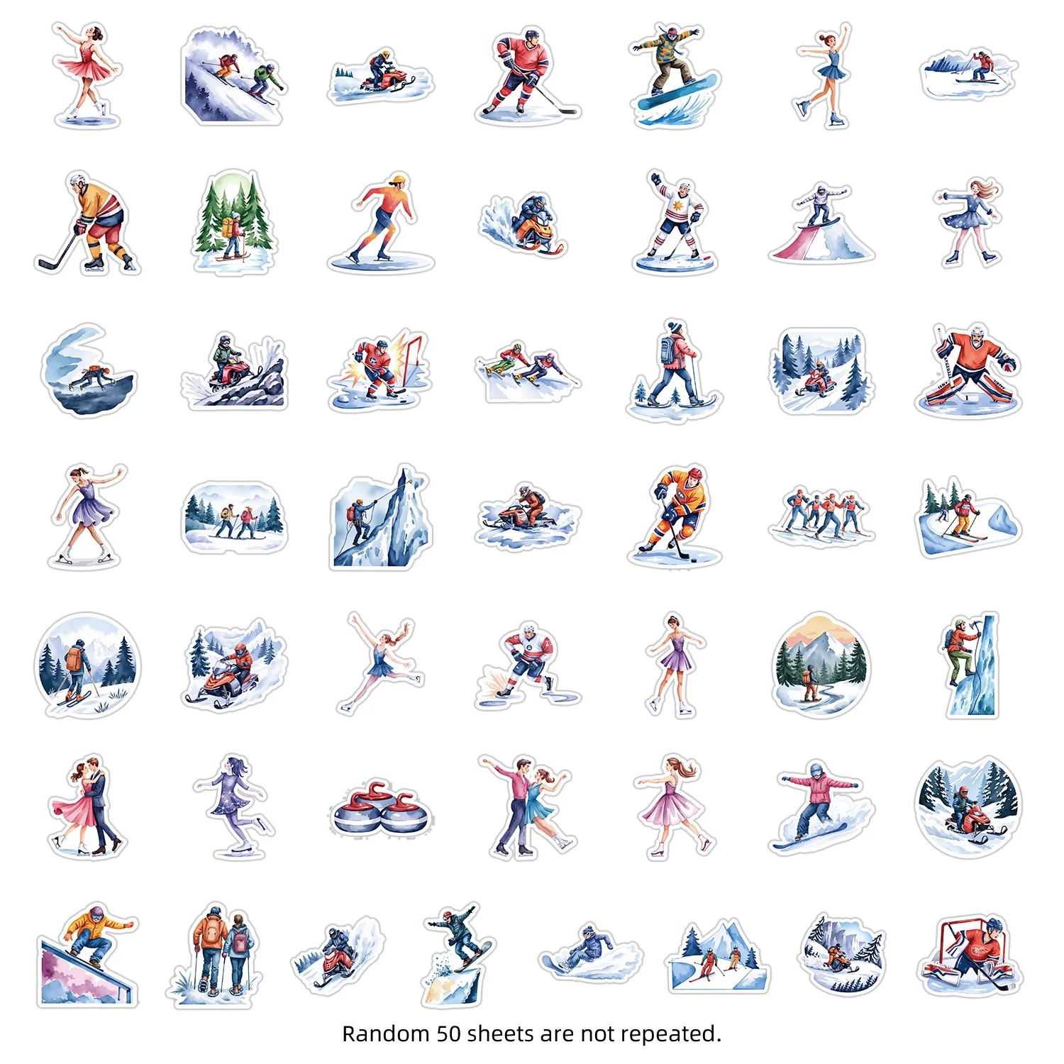 50 個新しい冬落書きステッカークールスキー装飾 DIY スポーツデカール冷蔵庫荷物ラップトップギター車バイク子供のおもちゃ