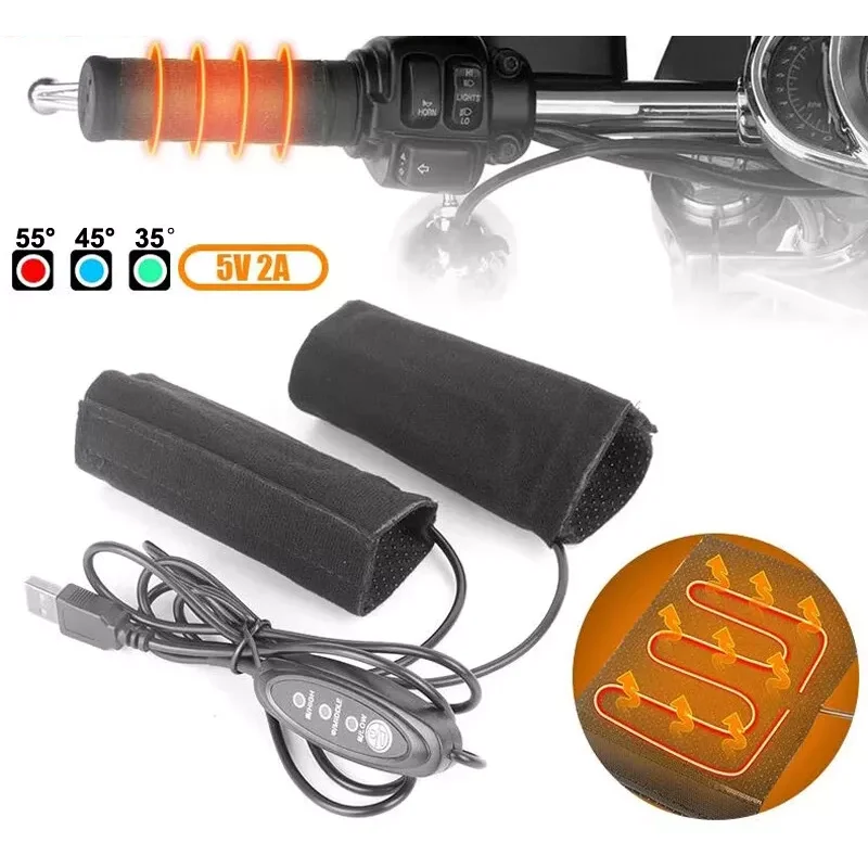 

Motorcycle Heated Grips USB Electric Hot Handlebar Warmer Removable Waterproof Warm Grip Motorcycle Accessories 5V 10W