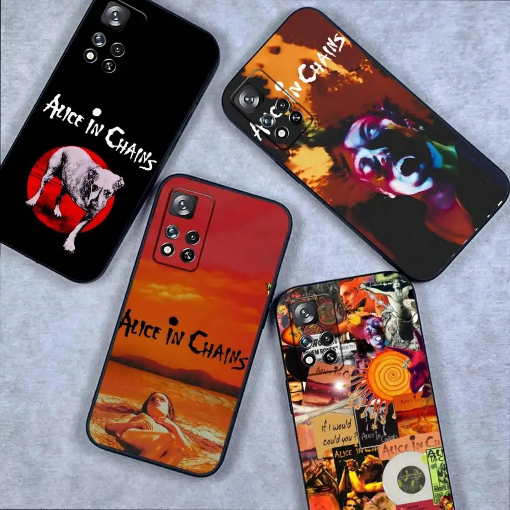 

A-Alice In Chains Band Phone Case For Samsung S 25,24,23,22,30,21,10,9,Ultra,Plus,Lite,FE,4,5G Black Soft Case