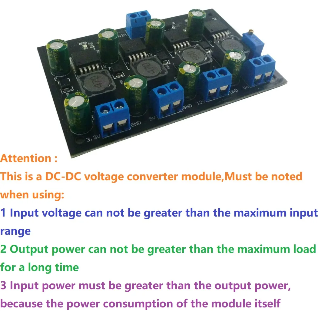 

3A 4Ch DIN Rail Case Multiple Step-Down Buck Power Supply Module 3.3V 5V 12V Adjustable Output for LED Motor Driver
