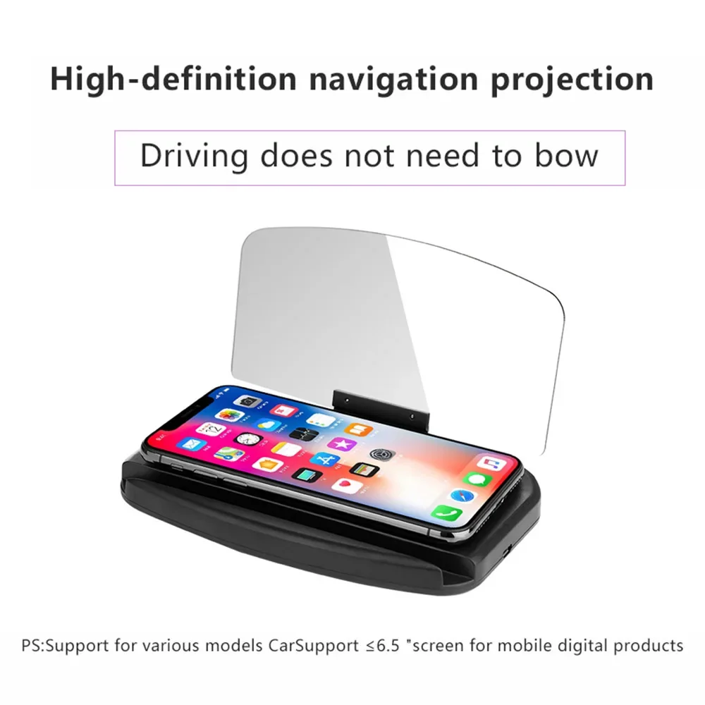 Car Display HUD Mobile Phone Holder Multifunctional Car Navigator For iPhone Samsung Huawei Headup Projection Navigation Bracket
