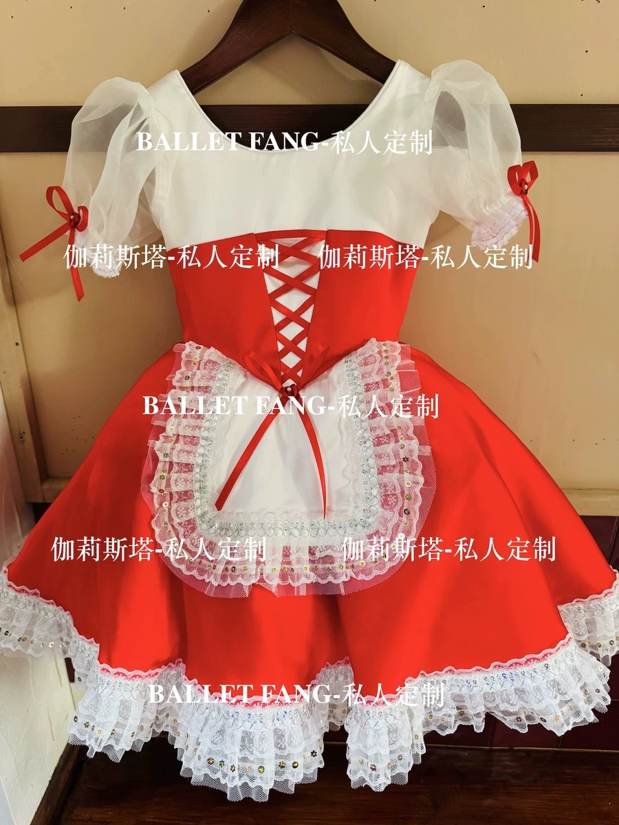 Little Red Riding Hood Variations Ballerina Dress Classic red pompadour dress with a beautiful basket hat short gauze dress