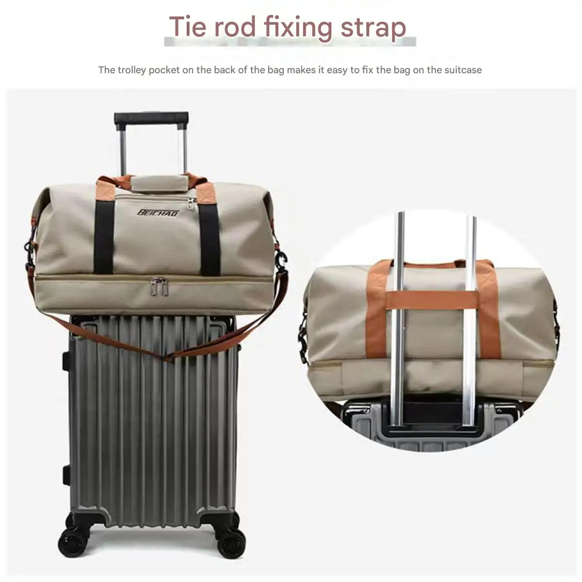 

Men's and women's fashionable travel bags, Oxford cloth gym bags, large-capacity luggage bags, splash-proof independent shoe com