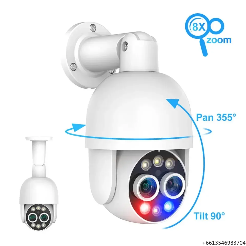 Human Auto Tracking 2K 4Mp+4Mp Poe Dome Ip Network Camera High Speed Ptz 4Mp Dual Lens 8X Optical Zoom Poe Ip Ptz Camera