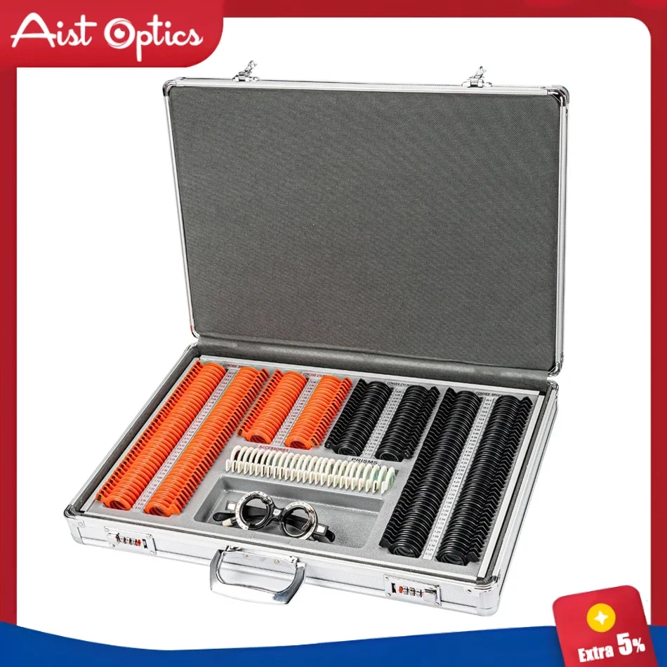 266 Pcs Optical Lens High Quality Optical Optometry Trial Frame Set Plastic Ring Trial Lens Set Aluminum Case Box