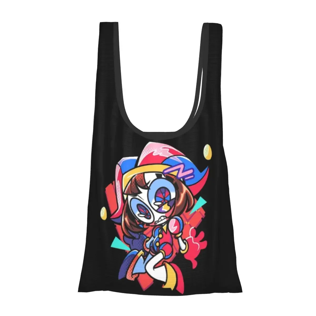 Cute Pomni - The Amazing Digital Circus Girls Y2k Basic Portable Tote Large Capacity Shopper Bag Groceries Handbag Shoulder Bag