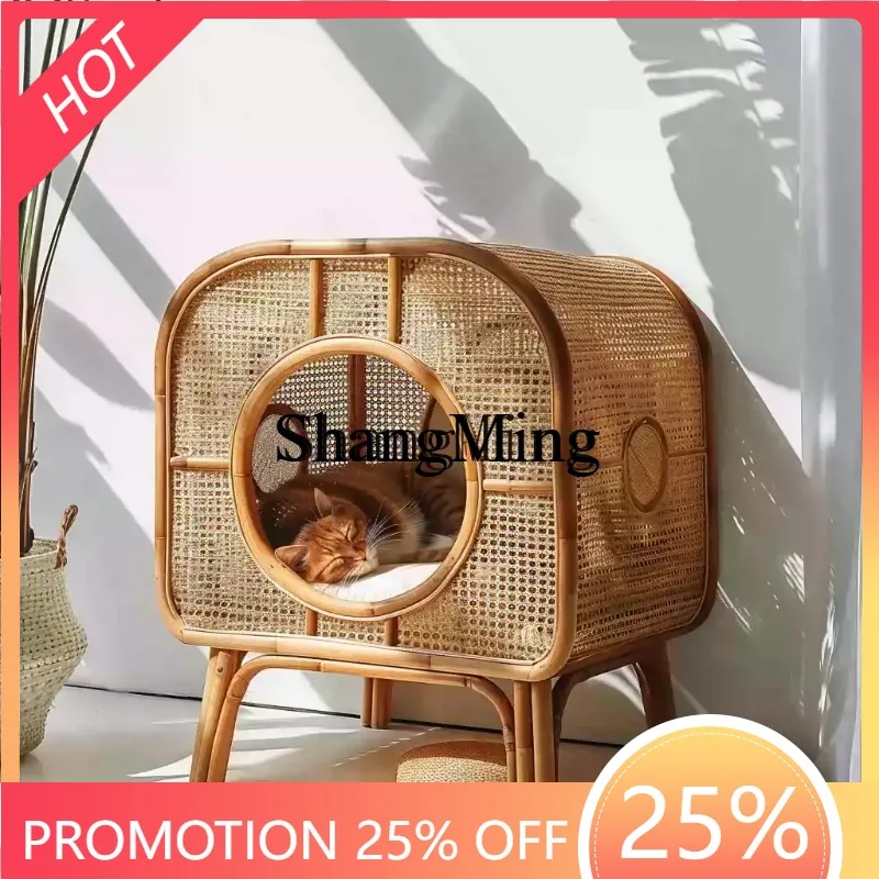 

ZYY high value rattan bamboo weaving, all-season pet sleeping and resting cat nest cat bed cat villa