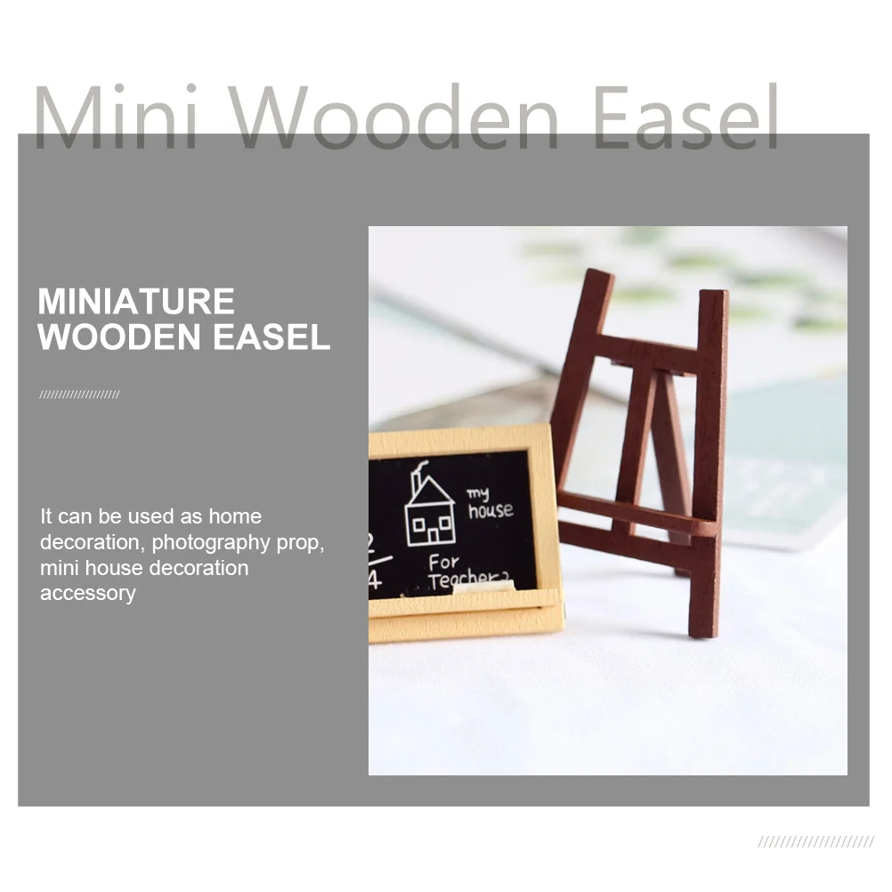 5-teiliges Mini-Staffelei-Modell, Miniatur-Tafel-Ornament, Holzdekor, Szene, Zubehör für Kinder