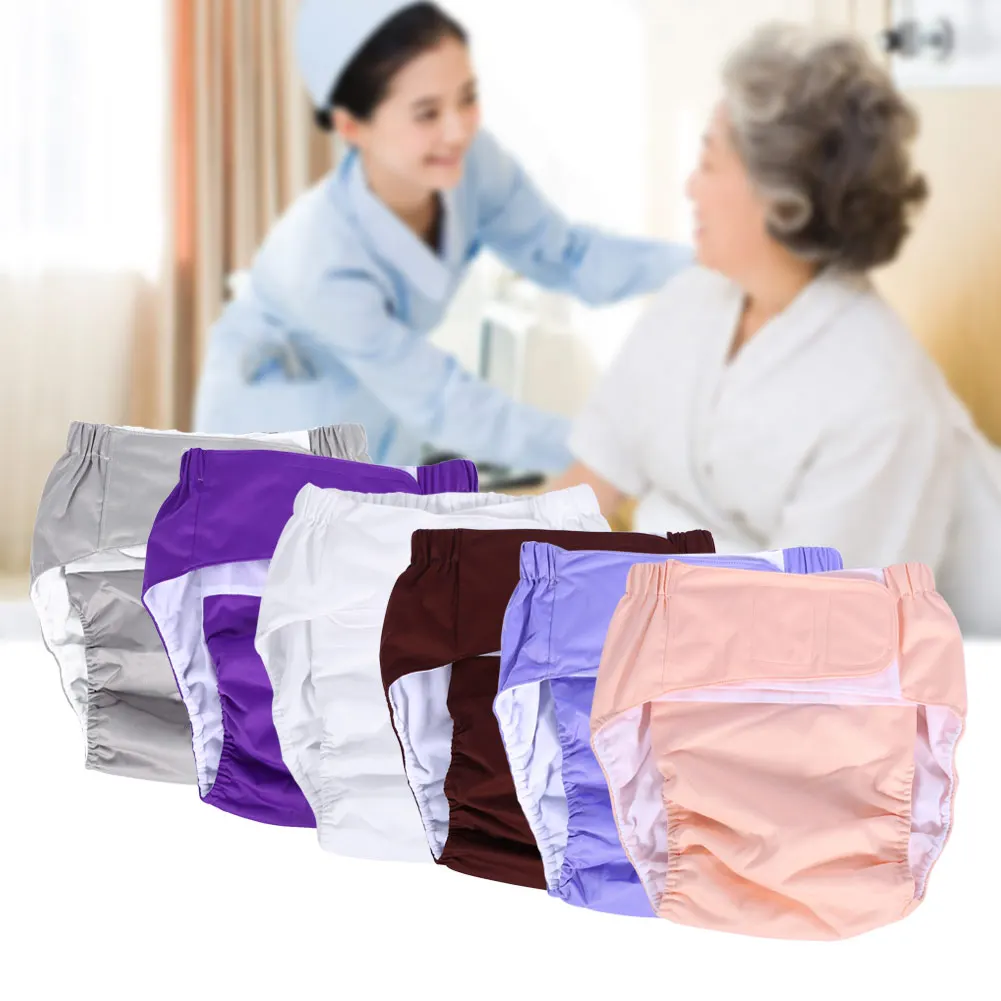 Diaper Pants New Adult Washable Adjuatable Cloth Diaper Breathable Incontinence Nappy Pants 6 Colors Reusable Adult Diaper