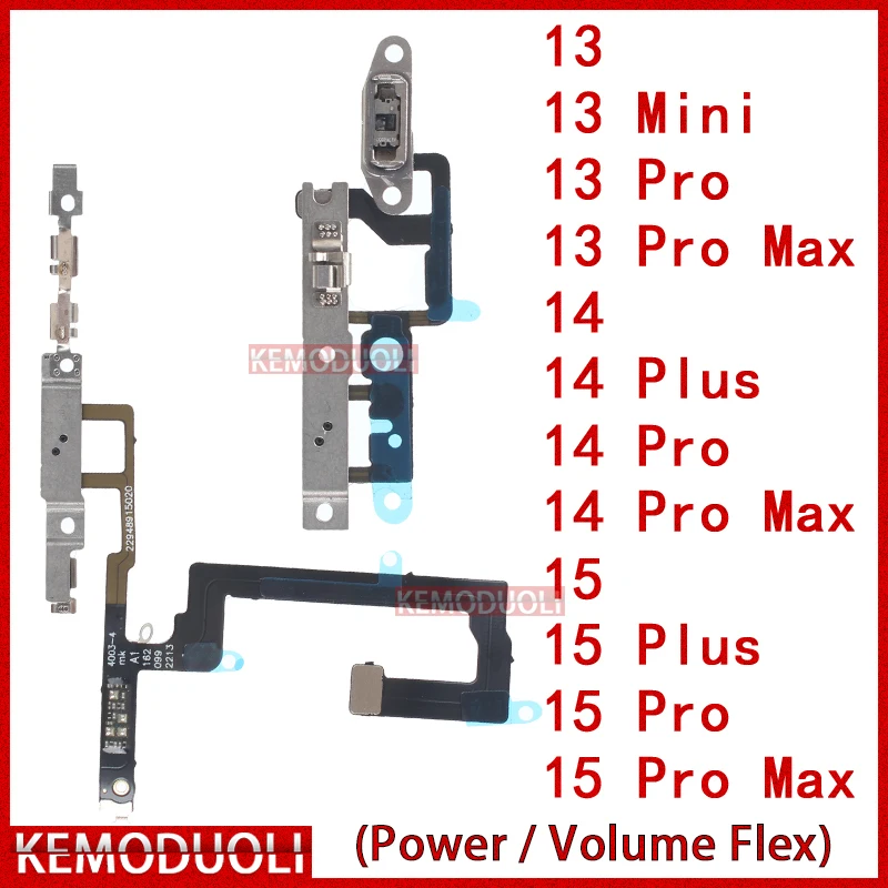 

Power On Off Volume Flex for IPhone 13 14 15 Plus Pro Max Mini Up Down Switch Side Button Key Ribbon Silent Mute Flex Cable