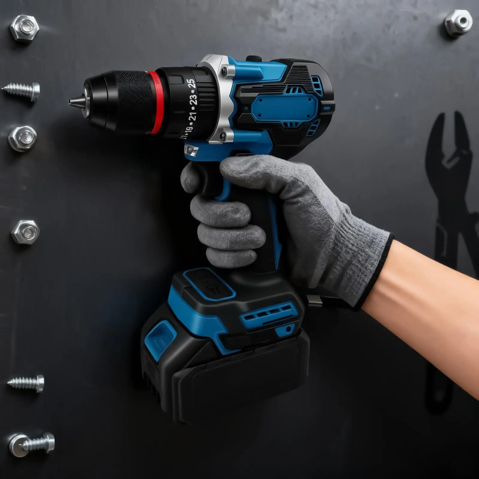 Power Drill Rechargeable Powerful Anti-Slip Comfortable Handle Brushless Impact Drivers For Plasterboard Cabinet Wardrobe Doors
