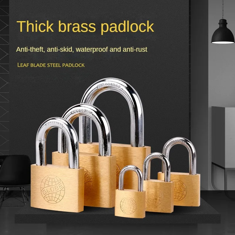 Anti Theft Door Full Copper Padlock Thickened  Brass Small Padlock Dormitory Gym Cabinet Anti-theft Locks Locker 3pcs keys