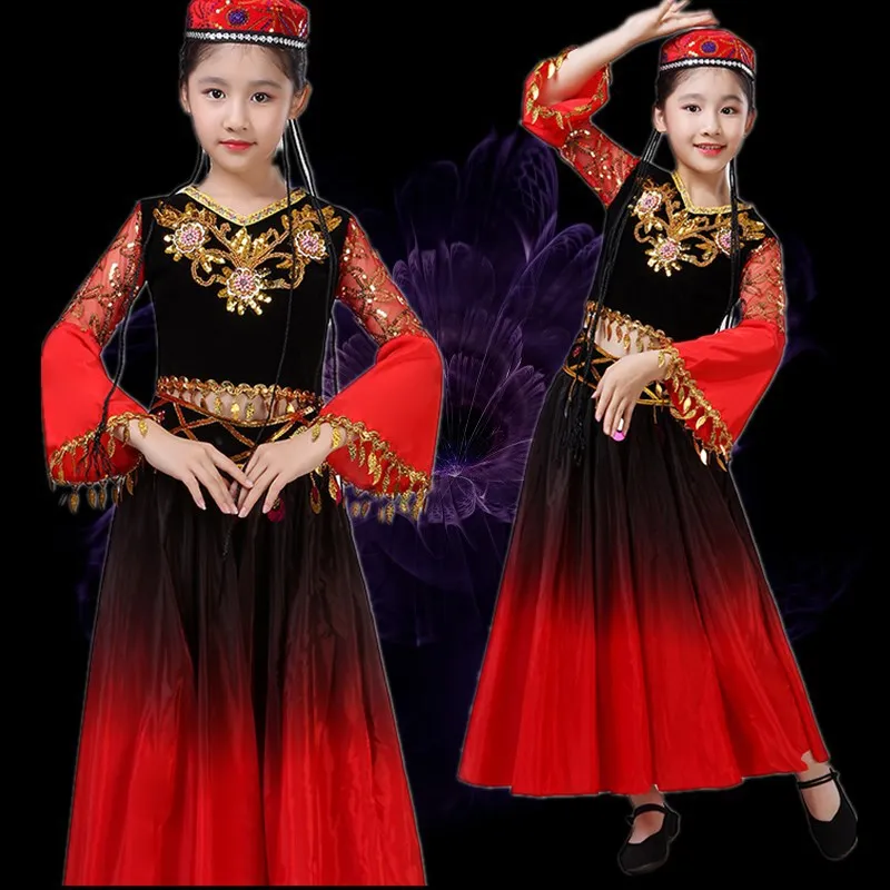 

Children's Xinjiang dance costumes, girls' Uyghur performance costumes, children's ethnic minority Indian dance performance cost