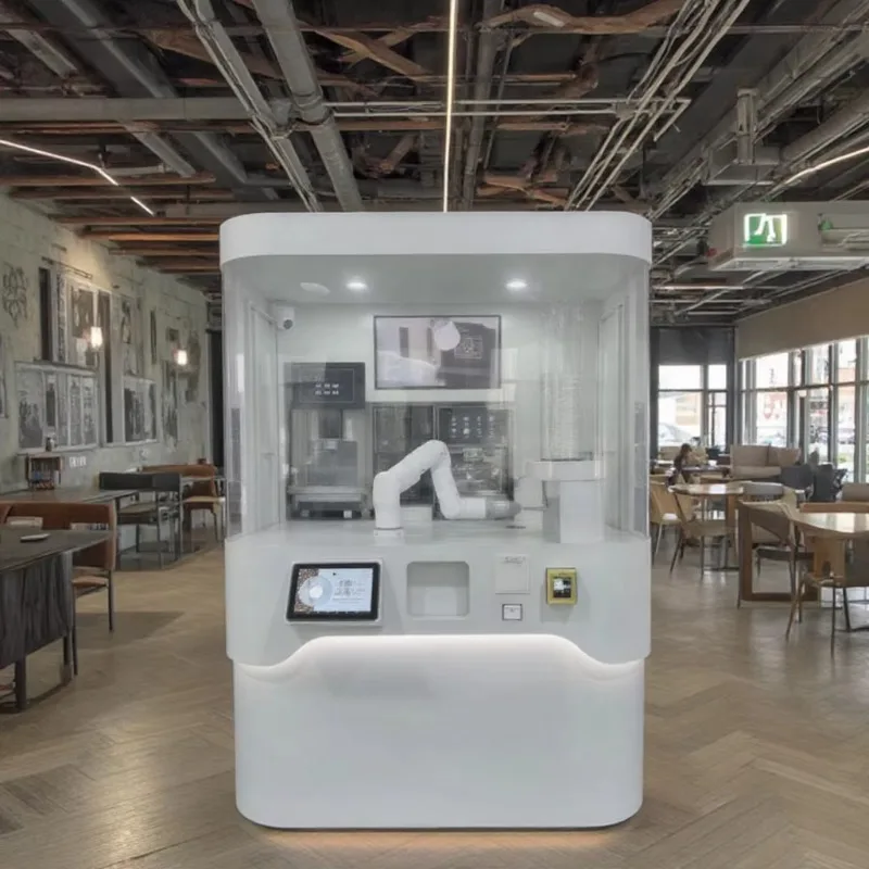 آلة بيع روبوت القهوة Ai ذات المظهر القابل للتخصيص لخدمة القهوة الباردة والساخنة والآيس كريم في طريقة مريحة #2
