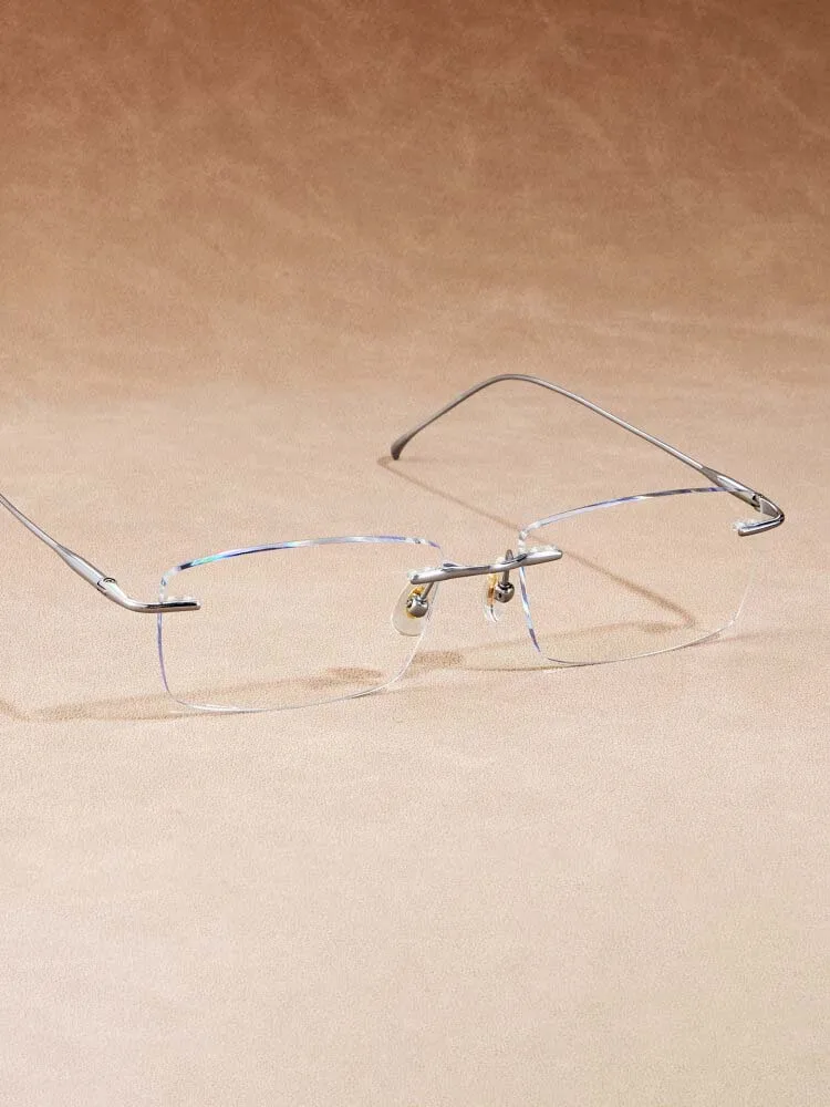 Square Rimless Titanium Frames Anti Blue Light Photochromic Progressive Multifocal Optical High Quality Women Reading Glasses