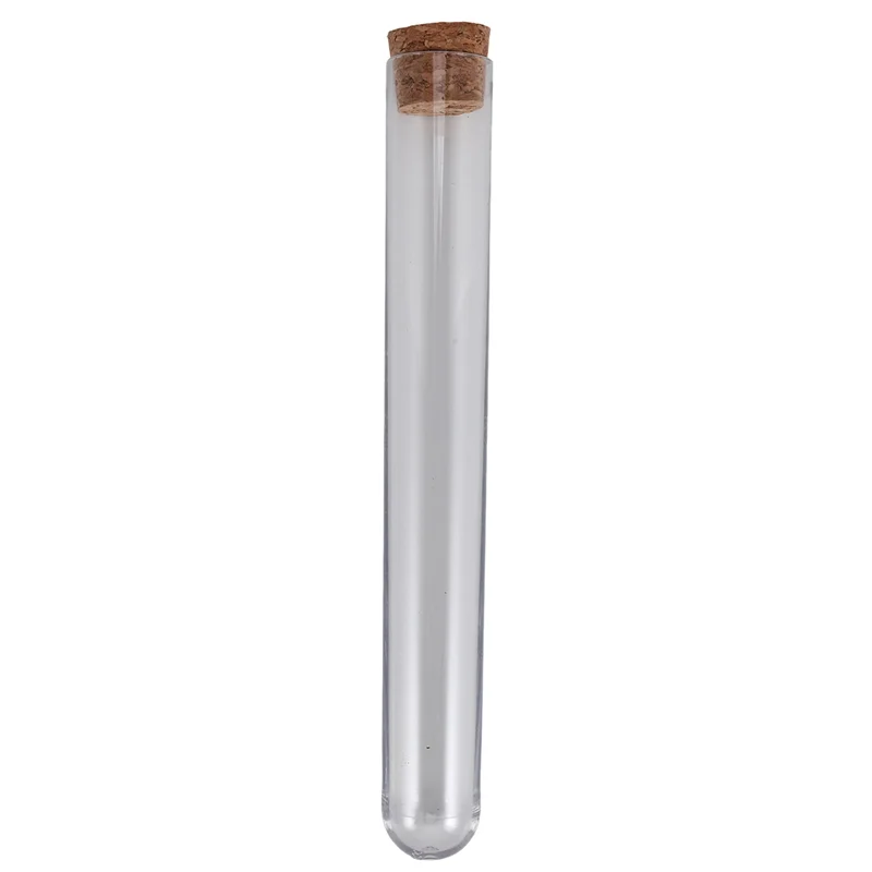 50 Uds 20X150mm 30Ml tubo de ensayo de plástico con corcho, tubo transparente para regalo de recuerdo de boda
