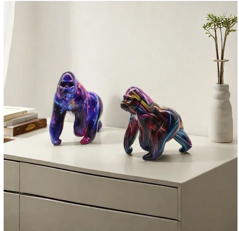 Kreative Bemalte Graffiti-Farbige Gorilla-Figur Kreative Dekoration Handwerk Heim-Eingangsbereich Weinschrank TV-Schrank Dekoration Geschenk – Detail 21