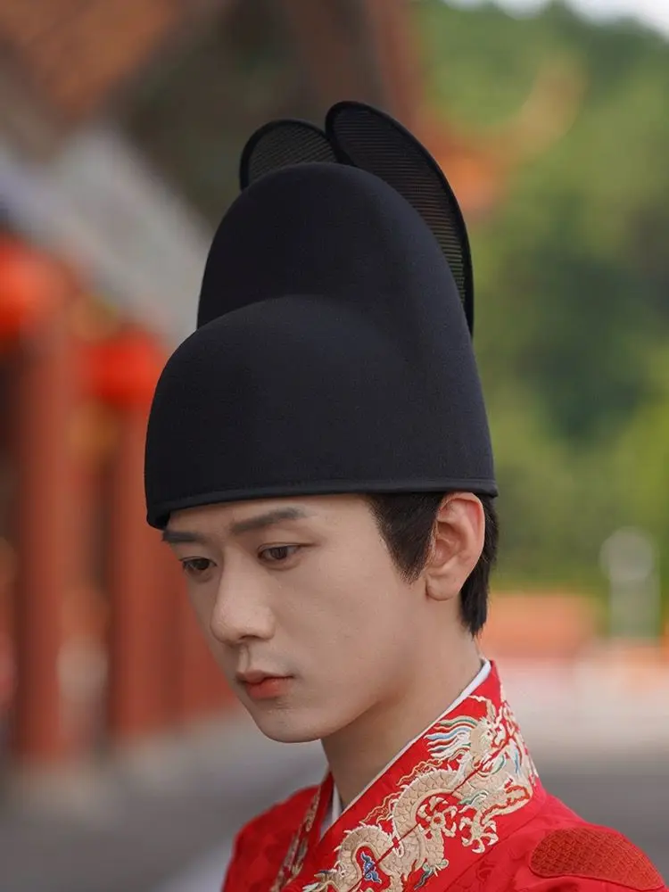 Hanfu Hat Men Ancient Chinese Official Hats Adult Women Cosplay Black Linen Yarn Hat Ming Dynasty Hanfu Hat For Men Kids