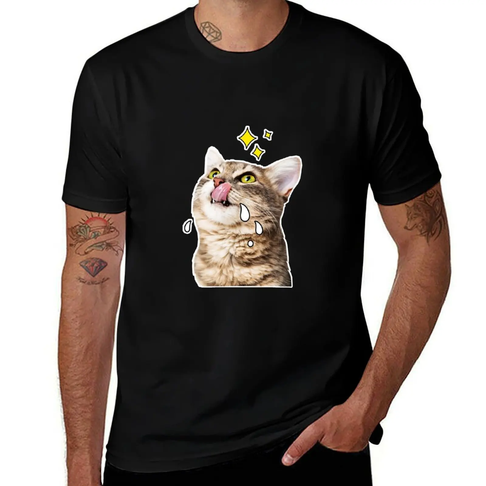 

bengal cat artwork with glasses T-Shirt for a boy vintage clothes graphic t shirts Men's cotton t-shirt