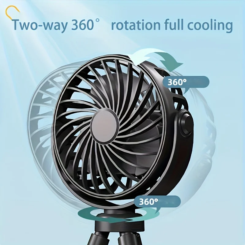 Tragbarer, flexibler Stativventilator, USB-wiederaufladbarer Mini-Oktopus-Ventilator, extrem leise, für Kinderwagen, Autositz, Reisen, tragbarer Ventilator mit 3 Geschwindigkeitsstufen – Detail 7