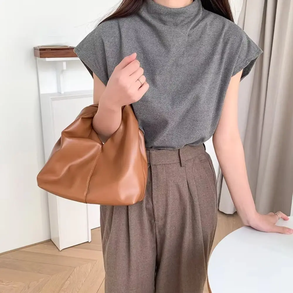 

Stylish Solid Color Armpit Bag Large Capacity Fashion Women's Handbag PU Leather Multifunction Pleated Cloud Bag Women