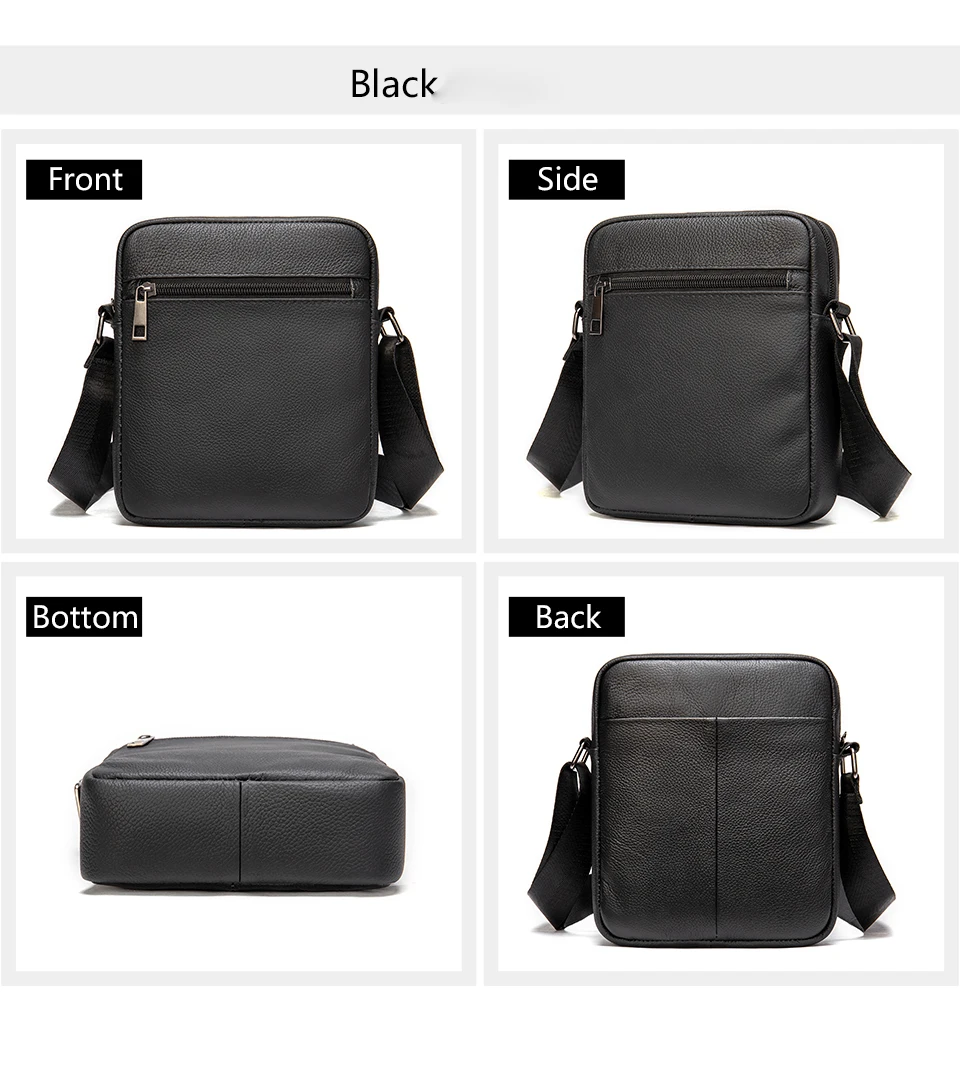 Westal-bandoleras de piel auténtica para hombre, bolsos de mensajero negros, pequeños, cruzados, 7362