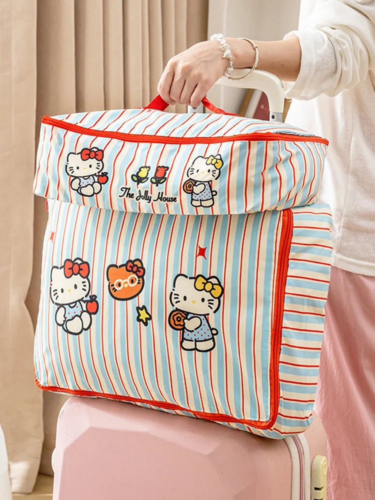 Wodoodporne torby podróżne w paski Hello Kitty do przechowywania i organizacji walizek na ubrania, bieliznę, buty – idealny prezent. — 2