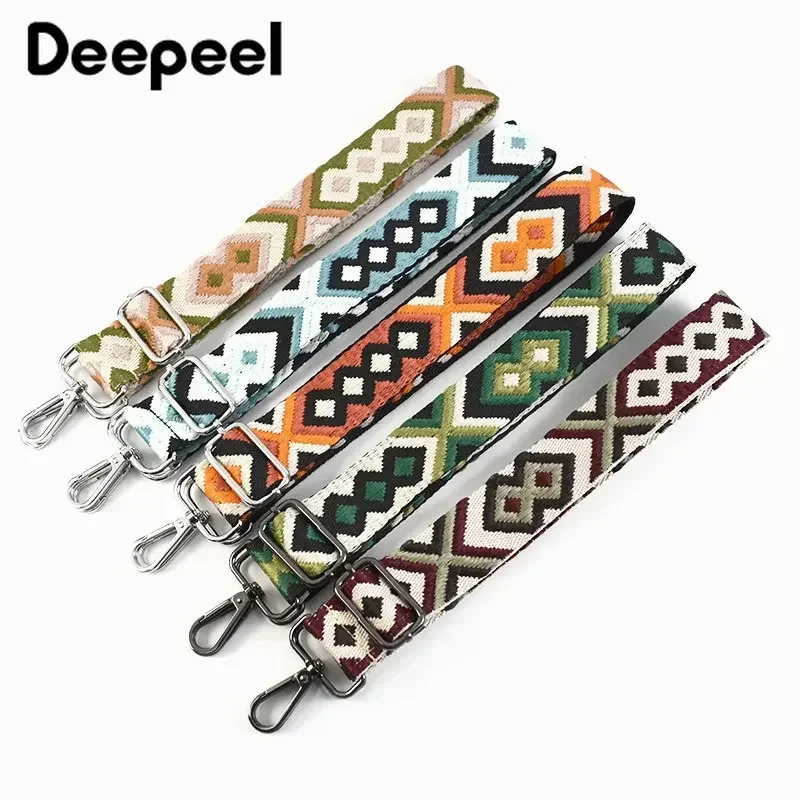 Deepeel 3,8 cm modisches Canvas-Gurtband, farbige Jacquard-Träger, 80–130 cm, verstellbarer Schulter-Crossbody-Gurt, Damen-Taschenzubehör