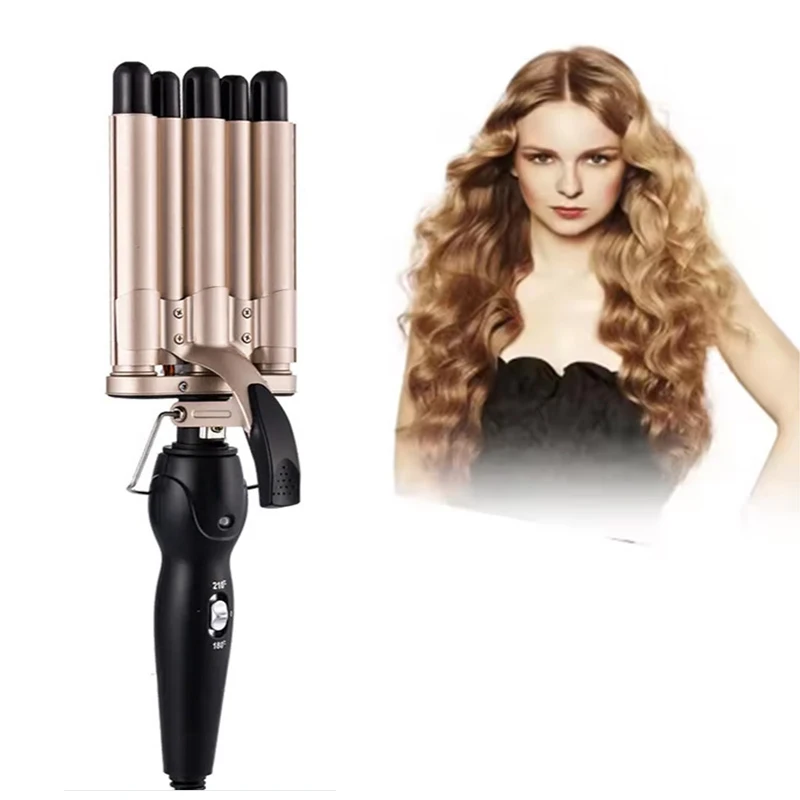 

Hair Crimper Curling Iron Ceramic Crimpers Wavers Curler Wand Fast Heating five 5 Barrels Hair Waver Tools for All Types of Hair