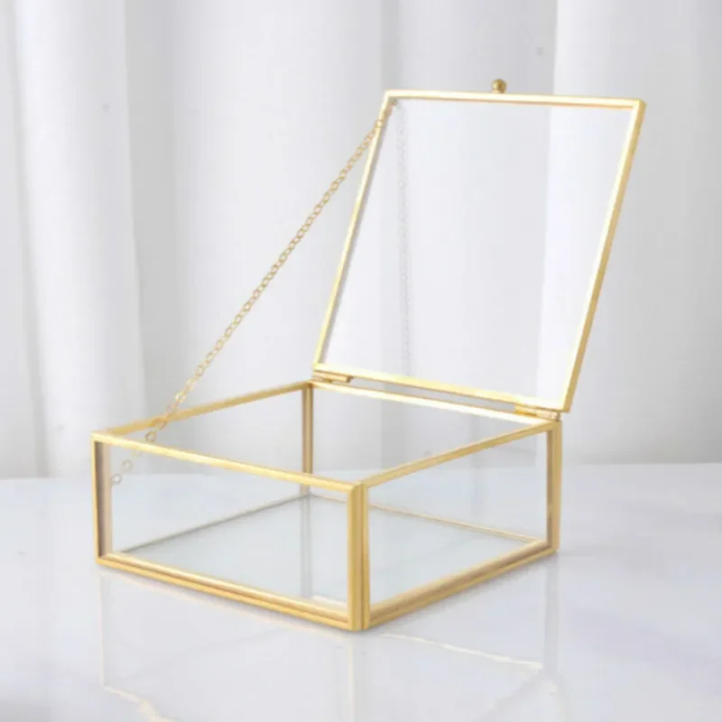 Glass ewelry Box Table Container For Displaying Jewelry Keepsakes Home Decoration Plants Container Ewelr  WF1107