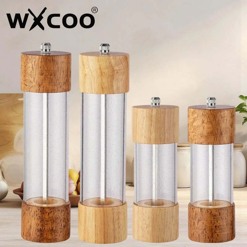 

WXCOO 6/8inch Manual Wood Pepper Grinder Adjustable Ceramic Pepper Grinder Tool for Salt Spices Acrylic Sea Salt Grinding Bottle